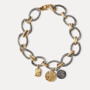 ZARA Mixed Metals Chunky Chain w Coins & Medallion nwt